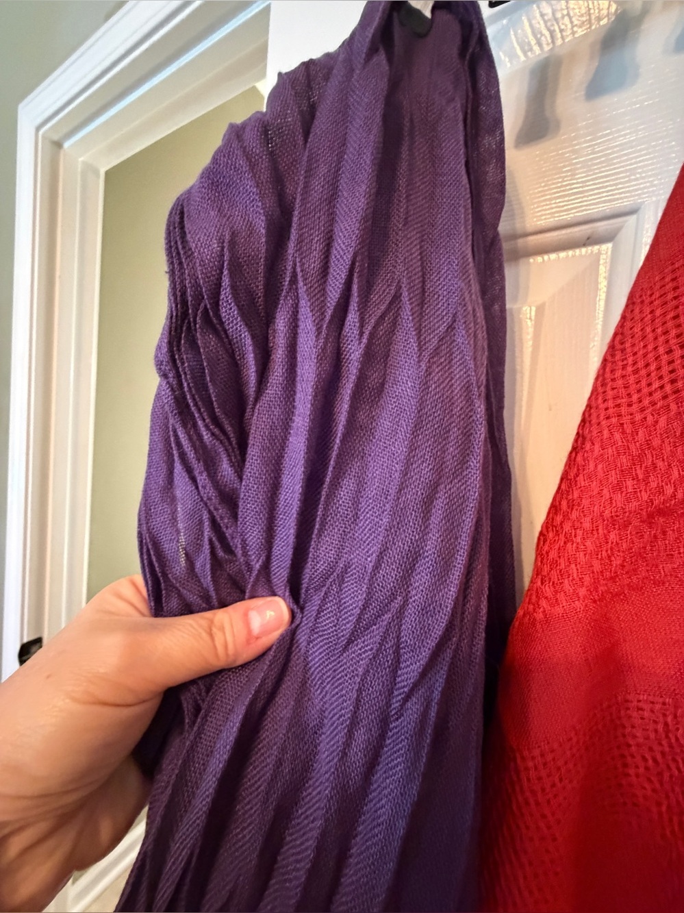 3 Scarf Set: Fall Colors Collection of Deep Plum, Rust Orange, Dusk Gray - Picture 4 of 16
